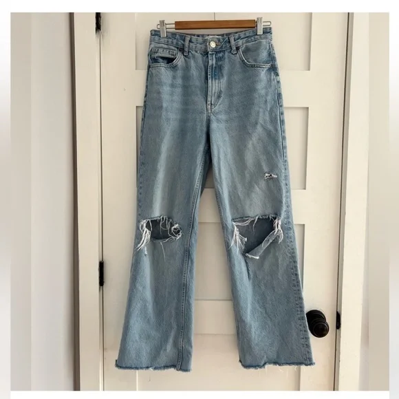 Zara TRF Ripped wide leg jeans size 6 - Picture 5 of 13